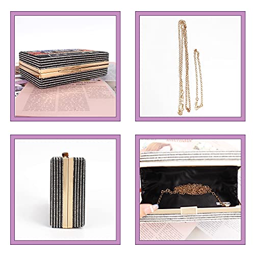 Lobagve Van Caro Retro Cassette Tape Purse Rhinestone Box Evening Clutch Bag Crossbody Shoulder Handbag for Women,Black - Image 4