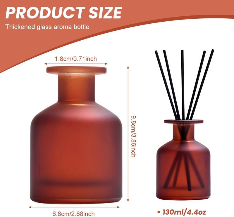 TOPWEL 1PCS 130ml/4.3oz Empty Refillable Glass Diffuser Bottle Diffuser Jars Aromatherapy Storage Container Fragrance Accessories Use for DIY Replacement Reed Diffuser Sticks Crafts Decor (Amber Red) - Image 2