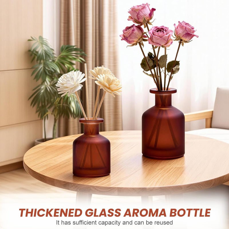 TOPWEL 1PCS 130ml/4.3oz Empty Refillable Glass Diffuser Bottle Diffuser Jars Aromatherapy Storage Container Fragrance Accessories Use for DIY Replacement Reed Diffuser Sticks Crafts Decor (Amber Red) - Image 5