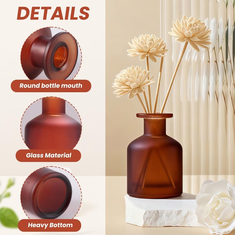 TOPWEL 1PCS 130ml/4.3oz Empty Refillable Glass Diffuser Bottle Diffuser Jars Aromatherapy Storage Container Fragrance Accessories Use for DIY Replacement Reed Diffuser Sticks Crafts Decor (Amber Red) - Image 3