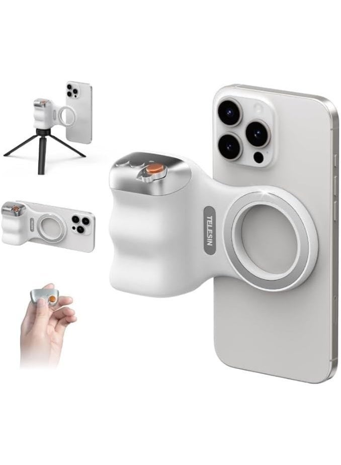 تيليسن Fun Shot Magnetic Phone Camera Grip with Wireless Remote, DSLR-Style Handle for iPhone 16/15/14/13/12 Pro Max and Android Phones, Vlogging Stabilizer with 1/4” Tripod Mount for Photography & Video - Image 1
