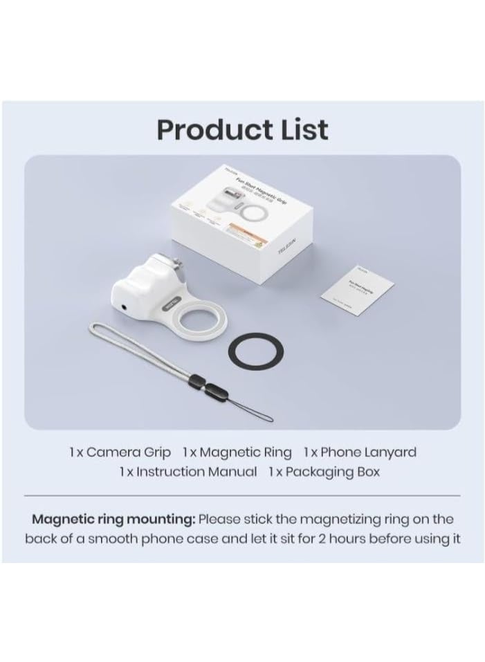 تيليسن Fun Shot Magnetic Phone Camera Grip with Wireless Remote, DSLR-Style Handle for iPhone 16/15/14/13/12 Pro Max and Android Phones, Vlogging Stabilizer with 1/4” Tripod Mount for Photography & Video - Image 3
