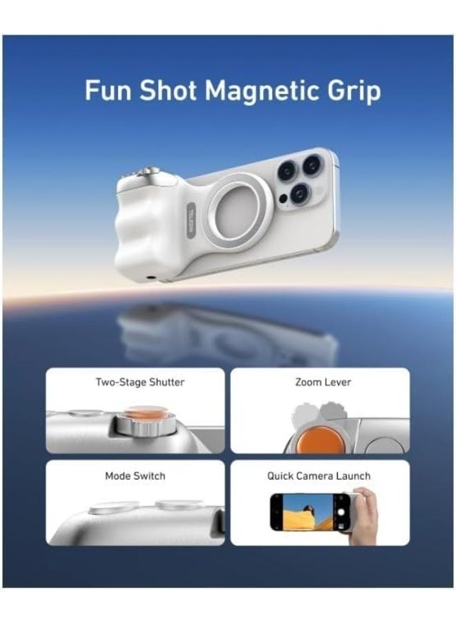 تيليسن Fun Shot Magnetic Phone Camera Grip with Wireless Remote, DSLR-Style Handle for iPhone 16/15/14/13/12 Pro Max and Android Phones, Vlogging Stabilizer with 1/4” Tripod Mount for Photography & Video - Image 5