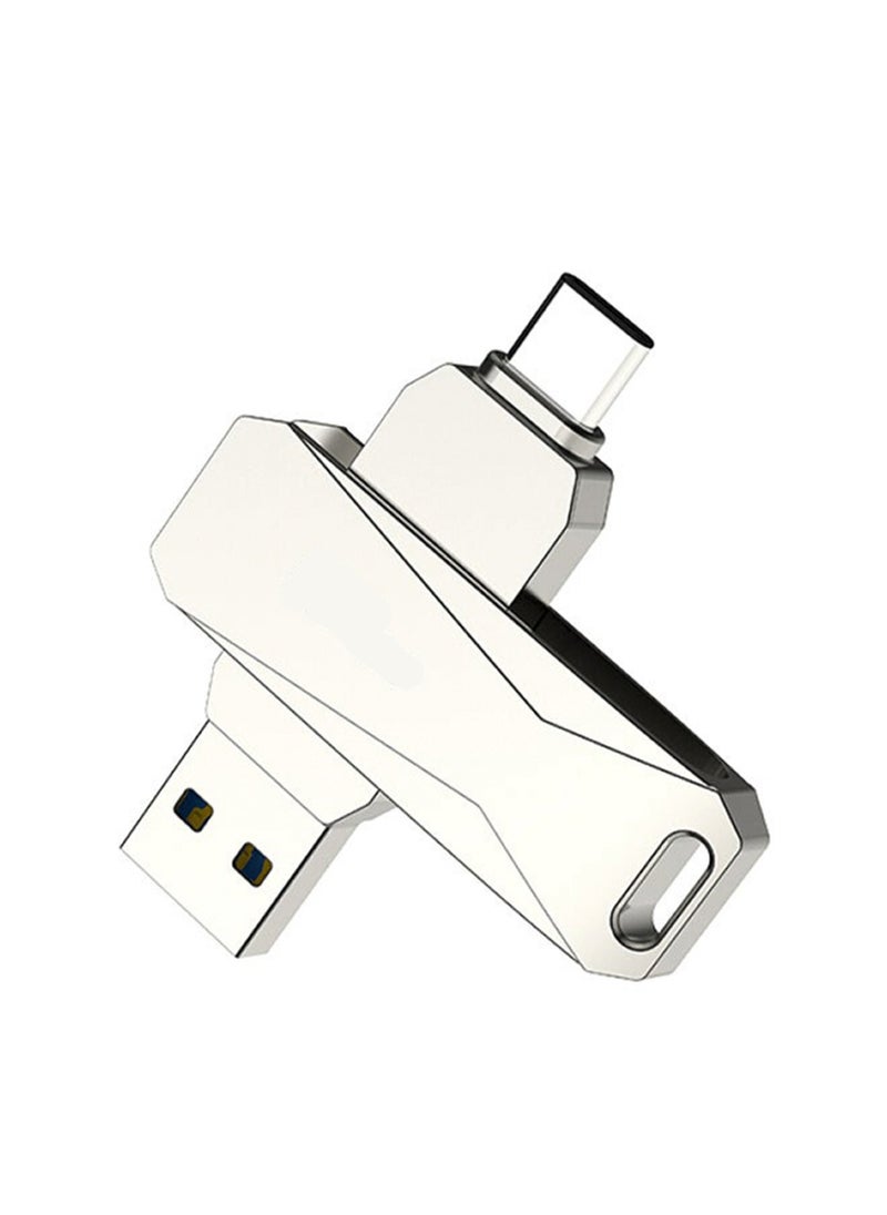 ماركة غير محددة محرك أقراص فلاش USB مزدوج الواجهة من النوع C بسعة 64 جيجابايت، موصل U782C_2 فضي  - Image 1