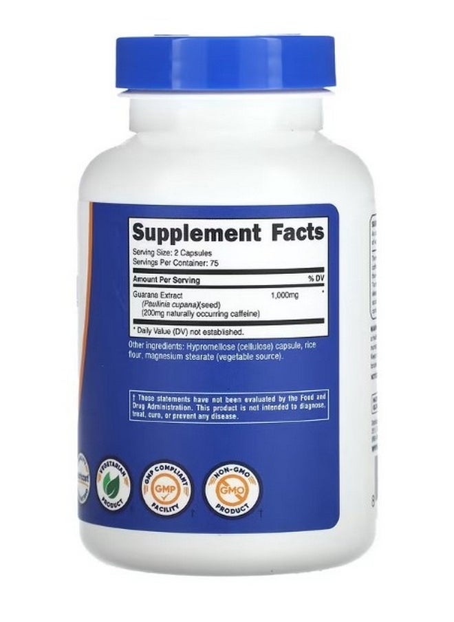Nutricost - Guarana 1000 Mg 150 Capsules 500 Mg Per Capsule - Image 1