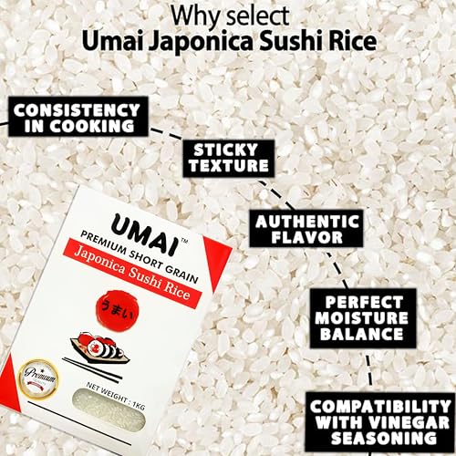 UMAI Sushi Rice 1 Kg Vacuum Packed (Short Grain Sticky Rice with Sweet Flavor) - Image 3