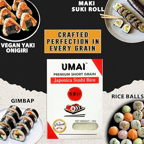 UMAI Sushi Rice 1 Kg Vacuum Packed (Short Grain Sticky Rice with Sweet Flavor) - Image 5
