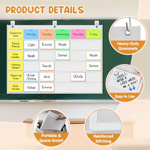 AKAYOK 3" x 5" Index Card Holder Sleeve - 36 Card Slots Organizer for Office, Classroom, and Home - Pocket Chart Perfect for Studying, Workflow Tracking, Presentations, and Organization - Image 4