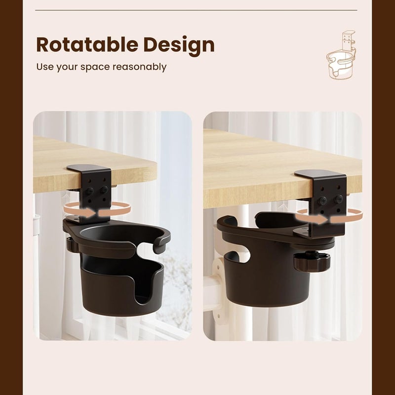 Ashata Desk Cup Holder Clip On Anti Spill Water Bottle Stand for Coffee Mugs Clamp On Organizer Home Office Water Bottle Holder - Image 3