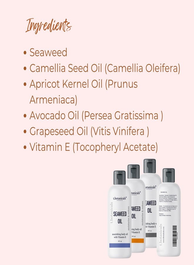 t.botanicals زيت الجسم من الطحالب 8 أونصات. زيت موس البحر المغذي سريع الامتصاص مشدود مضاد للشيخوخة زيت غير دهني للتدليك نهارًا وليلاً مرطب من الطحالب للبشرة الجافة والباهتة والمترهلة، الوجه، الشعر، القدمين، اليدين (حمضيات) - Image 5