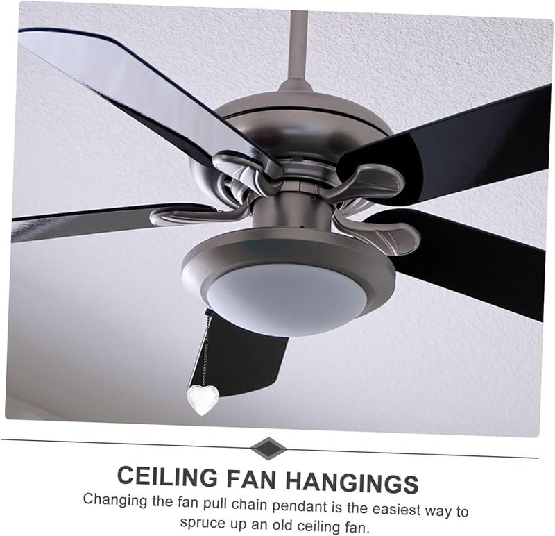 2 قطعة من قلادة قلب كريستال شفاف بسلسلة سحب لتركيبة الإضاءة السقفية، زينة معلقة ديكورية - Image 5