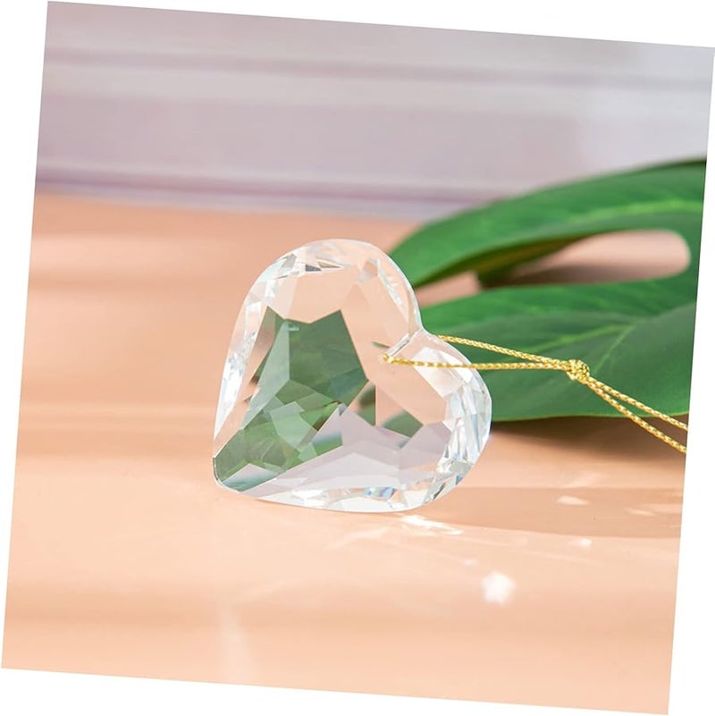 2 قطعة من قلادة قلب كريستال شفاف بسلسلة سحب لتركيبة الإضاءة السقفية، زينة معلقة ديكورية - Image 4