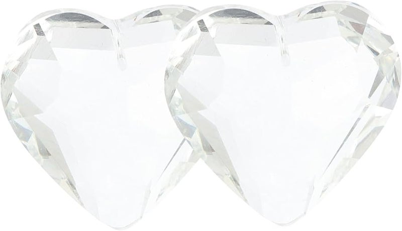 2 قطعة من قلادة قلب كريستال شفاف بسلسلة سحب لتركيبة الإضاءة السقفية، زينة معلقة ديكورية - Image 2