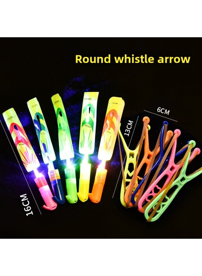 Generic Stall Hot Sale Children's Light-emitting Toys Small Flying Arrow Led Flash Slingshot Catapult Rocket Flying Sky Fairy Bamboo Dragonfly-Color:Round Whistle Flying Arrow  - Image 1