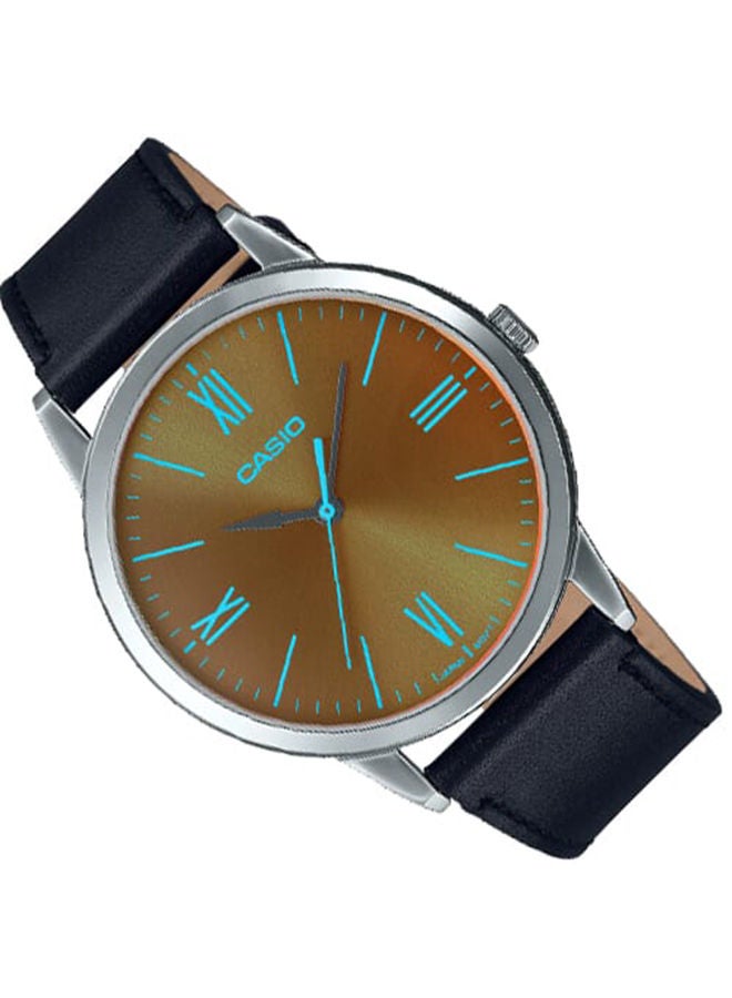 CASIO ساعة للرجال انالوج بمينا بني وبسوار جلدي MTP-E600L-1BDF - Image 2