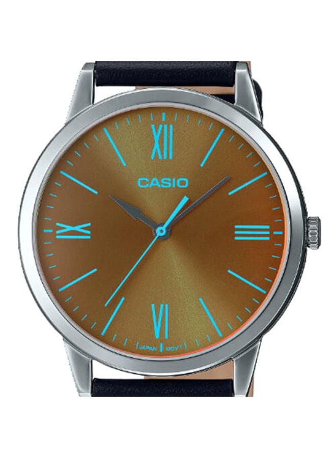 CASIO ساعة للرجال انالوج بمينا بني وبسوار جلدي MTP-E600L-1BDF - Image 3