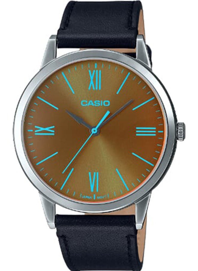CASIO ساعة للرجال انالوج بمينا بني وبسوار جلدي MTP-E600L-1BDF - Image 1