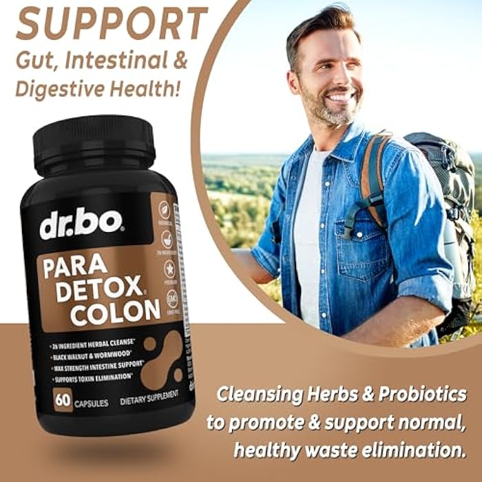 dr.bo Colon Cleanse Pills Body Detox - Intestinal Guard Cleanser for Stomach - Natural Weight Flush Cleaner Supplement Complex, Women Men Kids, Herbal Wormwood Black Walnut Clove - Gut Loss Health Capsules - Image 3