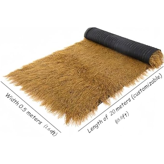 ARTIFICIAL STRAW ROOFING ROOFING, FIREPROOF SYNTHETIC PALM, MEXICAN STRAW ROOF ROLL USED FOR BEACH HAWAIIAN TROPICAL GARDEN PARTY DECO(SIZE:0.5*5M(1.64*16.4FT),COLOR:DARK YELLOW) - Image 3