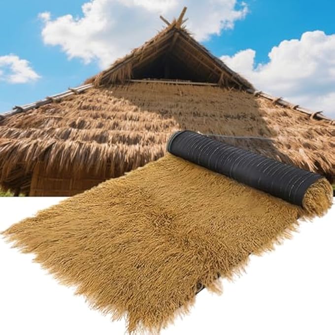 ARTIFICIAL STRAW ROOFING ROOFING, FIREPROOF SYNTHETIC PALM, MEXICAN STRAW ROOF ROLL USED FOR BEACH HAWAIIAN TROPICAL GARDEN PARTY DECO(SIZE:0.5*5M(1.64*16.4FT),COLOR:DARK YELLOW) - Image 2
