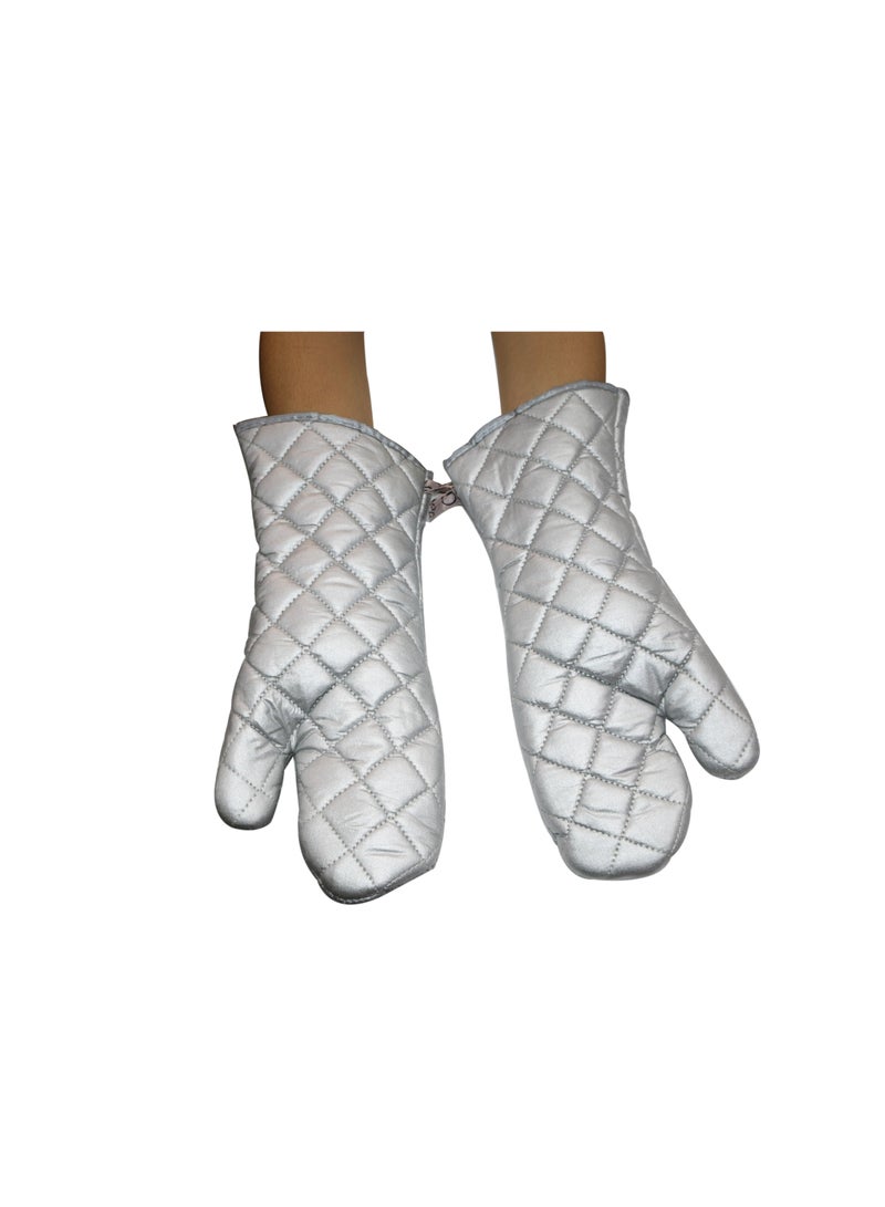 Grace Oven Mitts 1 Pair Of Quilted Cotton Lining - Heat Resistant Kitchen Gloves,Flame Oven Mitt Set Food Safe, Soft Inner Lining - Image 4