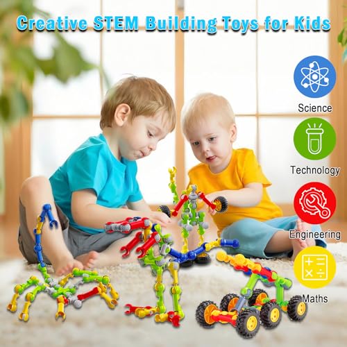 Huaker 125PCS Stem Building Toys for 3 4 5 6 7 8 Year Old Boys GirlsKids Building Blocks Educational Creative Learning Activity with Large Storage BoxIdeal Christmas Birthday Gifts - Image 5
