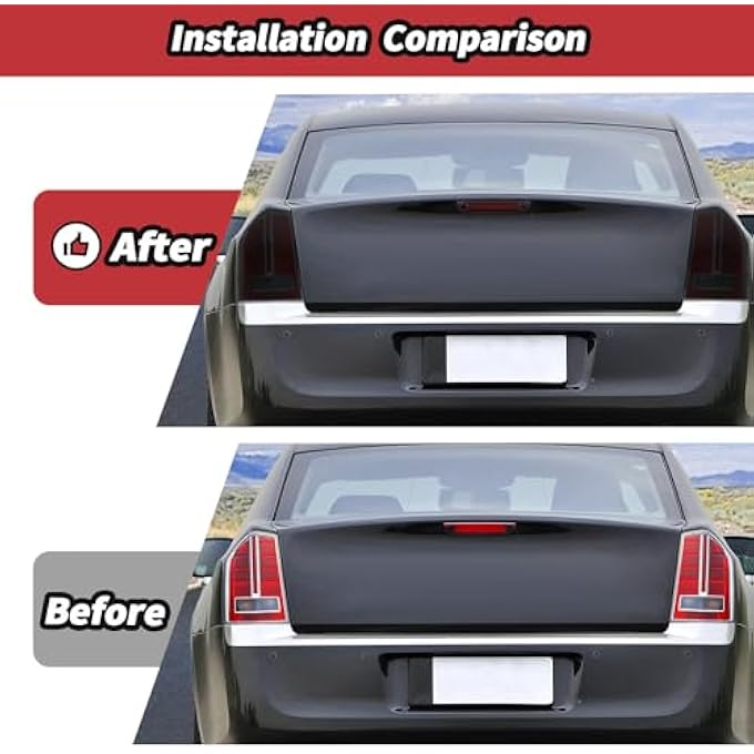 غطاء مصباح خلفي مدخن، غطاء مصباح فرامل خلفي، واقيات زخرفية لسيارة كرايسلر 300C موديلات 2011-2014 - Image 3