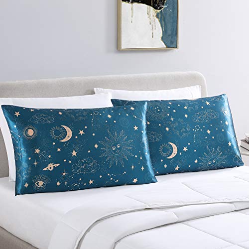 EXQ Home Silky Satin Pillowcase for Hair and Skin,Printed Cooling Pillow Cases Standard Size Set of 2 Satin Pillow Case 2 Pack with Envelope Closure (20x26 inches) - Image 2