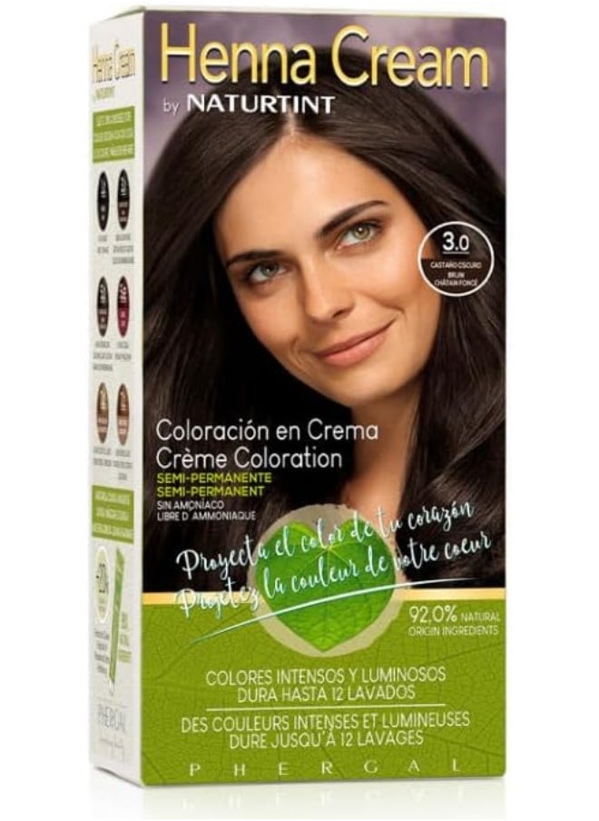 NATURTINT - Henna Cream | Semi-Permanent Hair Colour Cream | 3.0 Dark Chestnut Brown - Image 1