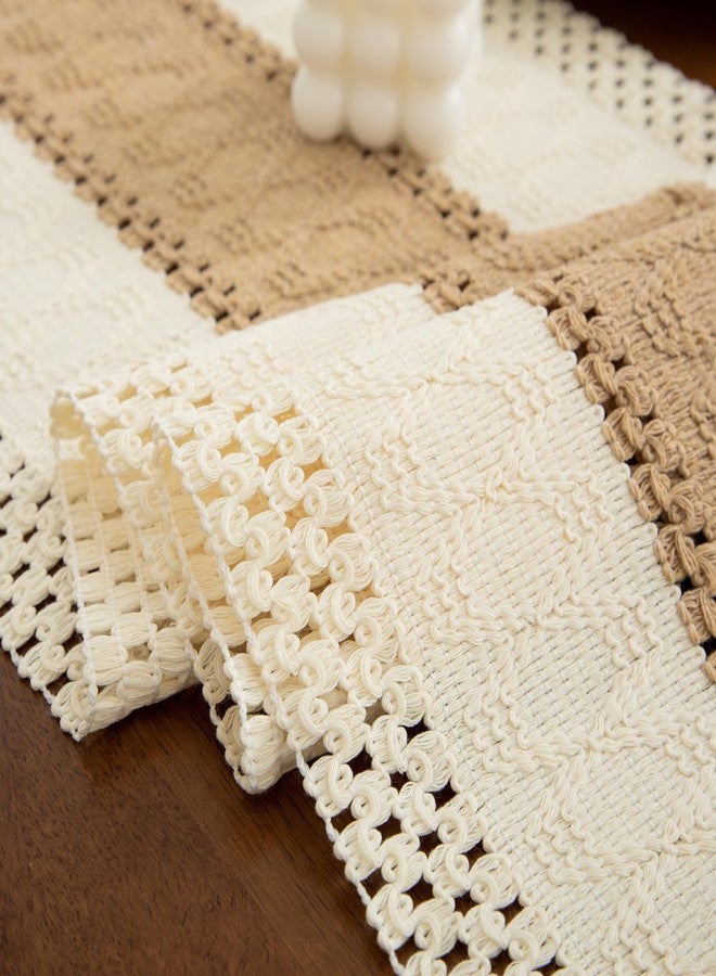 Counfeisly Boho Brown Table Runner 72 Inches Long with Tassels, Macrame Summer Farmhouse Woven Cotton Linen Table Runner for Small Dresser Scarf Home Decor Dining Room, 12x72 Inches - Image 4