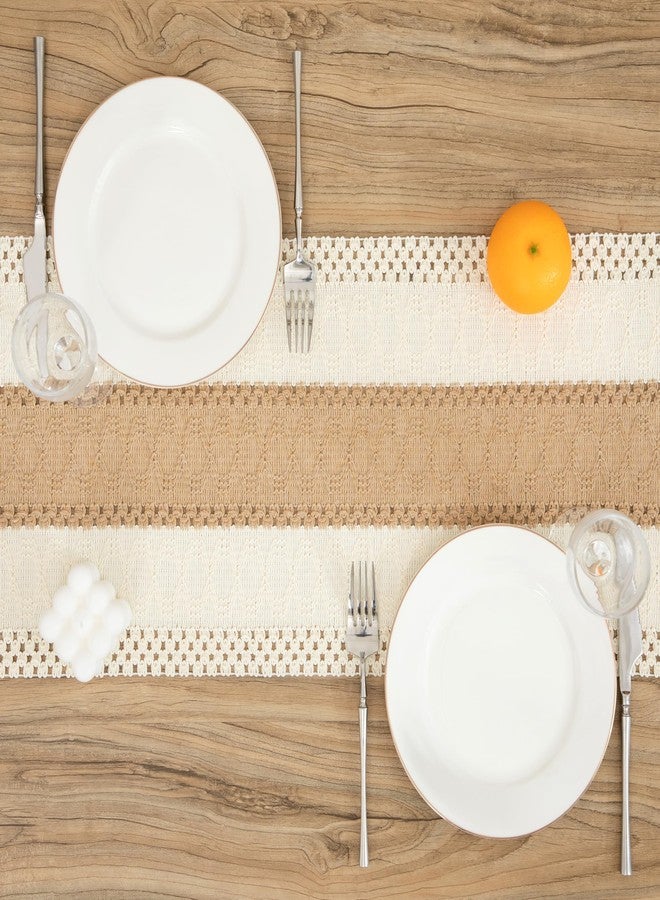 Counfeisly Boho Brown Table Runner 72 Inches Long with Tassels, Macrame Summer Farmhouse Woven Cotton Linen Table Runner for Small Dresser Scarf Home Decor Dining Room, 12x72 Inches - Image 2