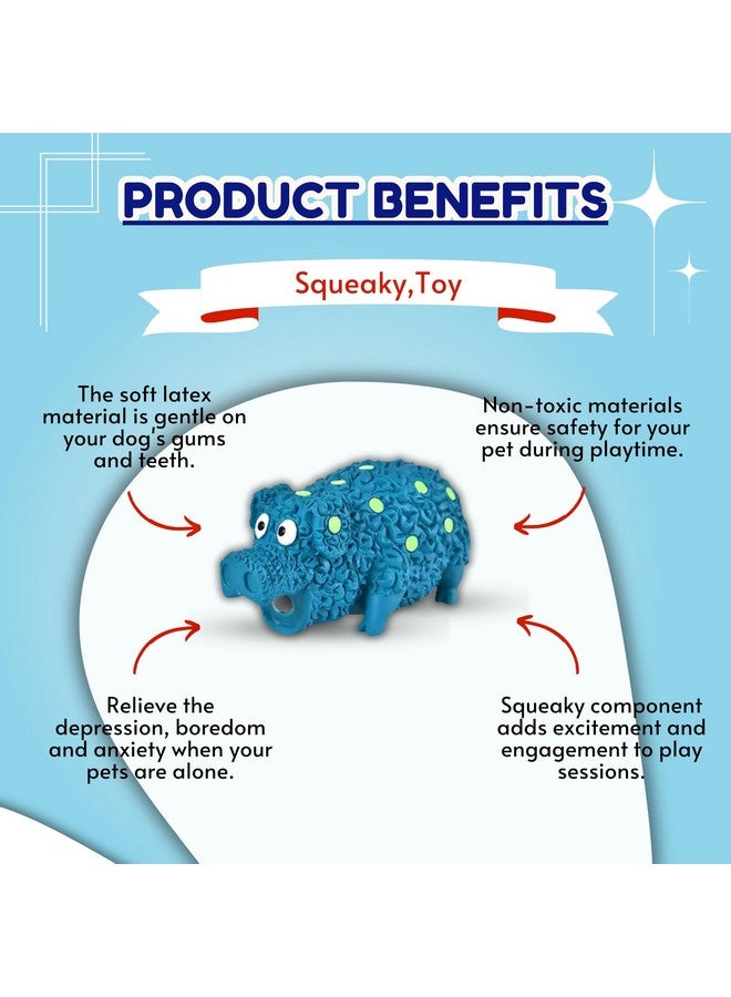 لعبة مضغ من اللاتكس تصدر صوت صرير للكلاب - (جرونتر منقط باللون الأزرق) | للكلاب الصغيرة والجراء | محشوة بالقطن، متينة، ناعمة، بتصميم حيواني، لعبة آمنة للمضغ | تقلل من قلق الانفصال (الحجم: 18 سم) - Image 5