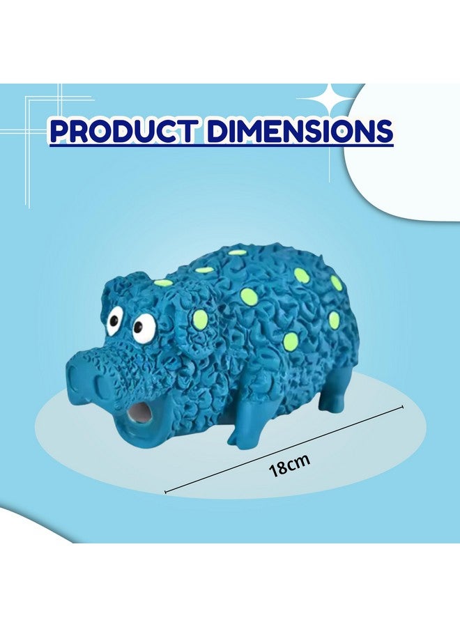 لعبة مضغ من اللاتكس تصدر صوت صرير للكلاب - (جرونتر منقط باللون الأزرق) | للكلاب الصغيرة والجراء | محشوة بالقطن، متينة، ناعمة، بتصميم حيواني، لعبة آمنة للمضغ | تقلل من قلق الانفصال (الحجم: 18 سم) - Image 2