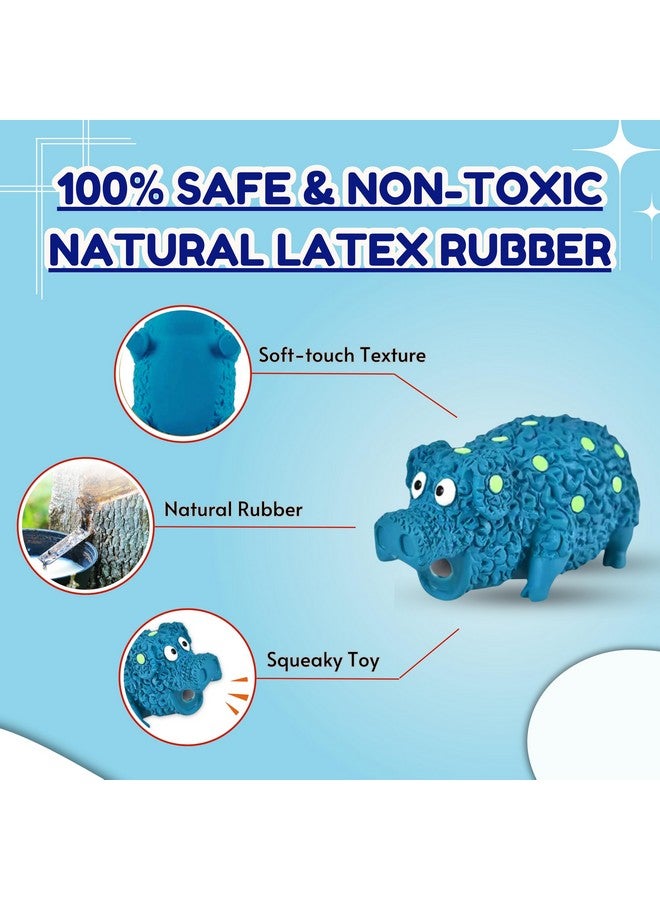لعبة مضغ من اللاتكس تصدر صوت صرير للكلاب - (جرونتر منقط باللون الأزرق) | للكلاب الصغيرة والجراء | محشوة بالقطن، متينة، ناعمة، بتصميم حيواني، لعبة آمنة للمضغ | تقلل من قلق الانفصال (الحجم: 18 سم) - Image 4