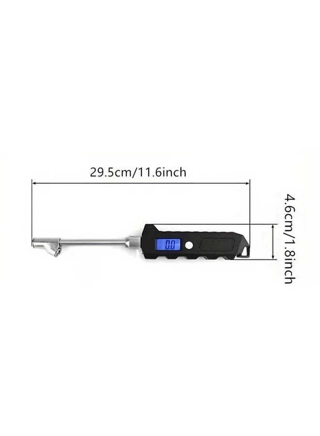 1pc Black Digital Tire Pressure Gauge LCD Display for Car Motorcycle - Image 2