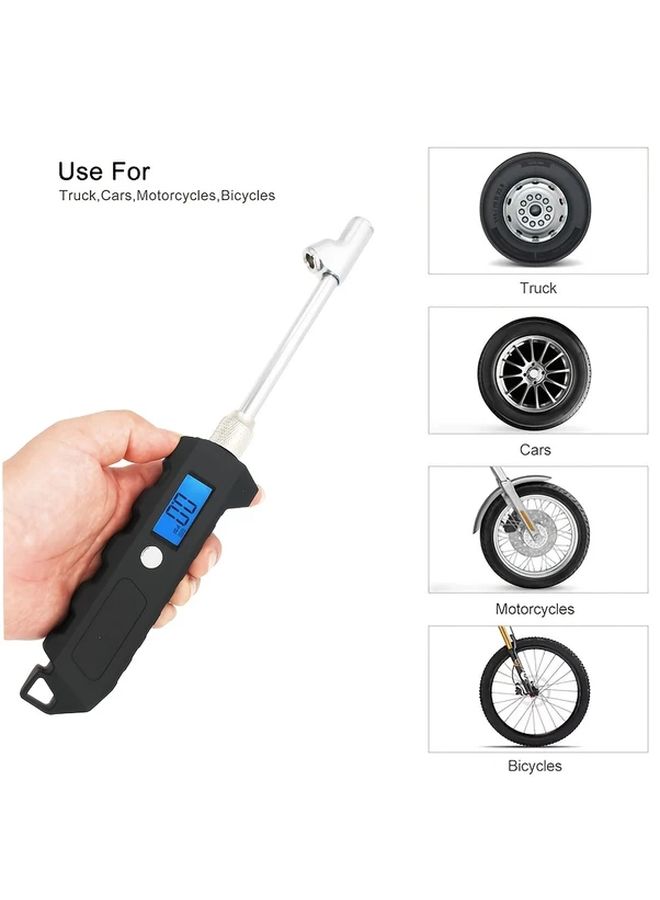 1pc Black Digital Tire Pressure Gauge LCD Display for Car Motorcycle - Image 4