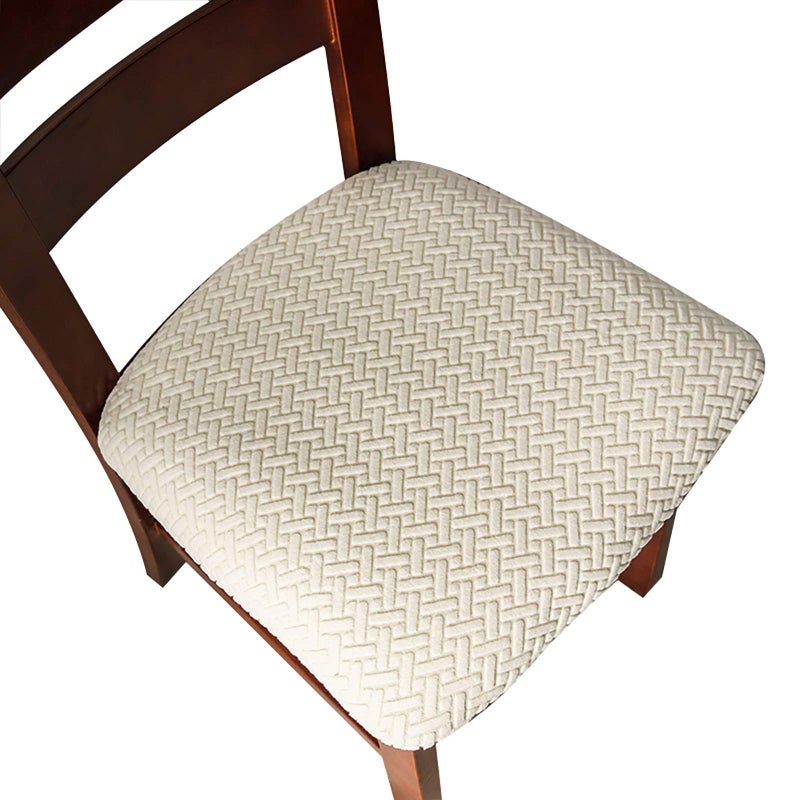 Genina Seat Covers for Dining Room Chair Seat Slipcovers Kitchen Chair Covers Beige 6 Pcs