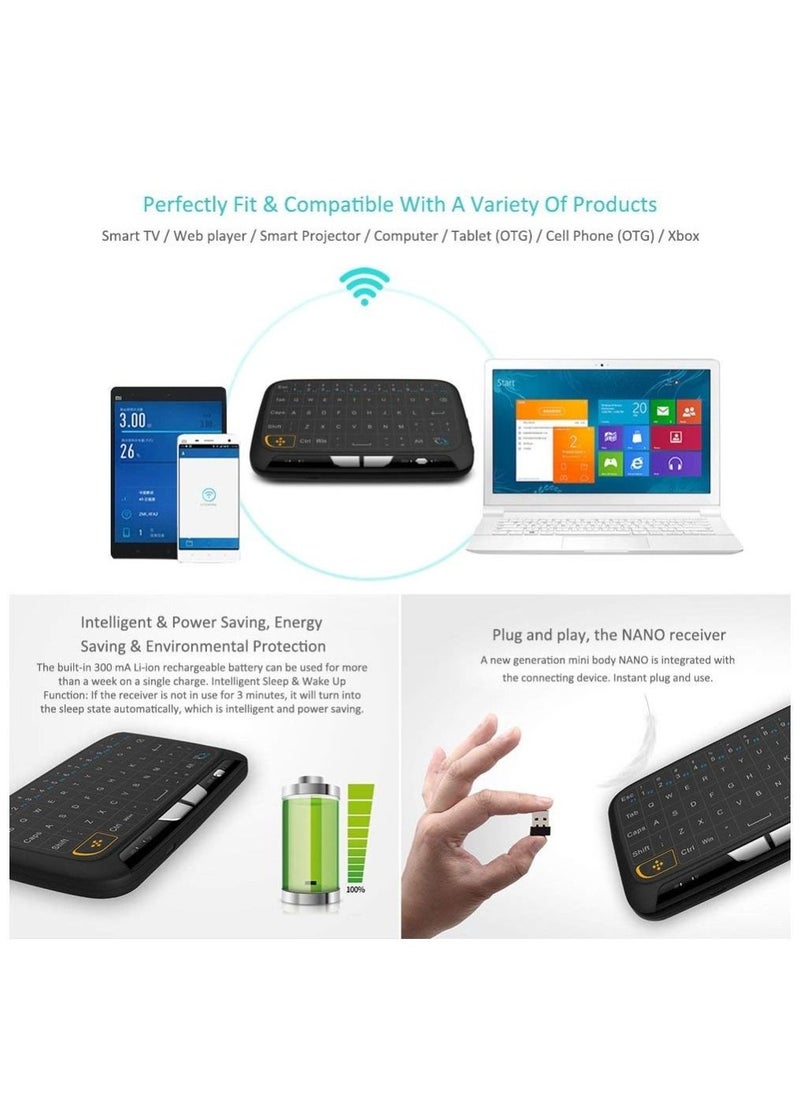 Generic - Mini Touch Air keyboard H18 2.4 GHz Full Screen Touchpad Air Mouse Support Connect Android TV Box Notebook Computer Desktop PC - Image 1
