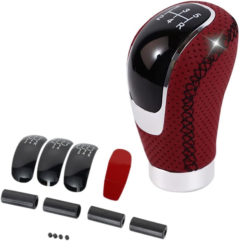 woobles Gear Shift Knob, Pu Leather Car Gear Lever Gear Knob Lever Stick Adapter Wave Stick Head 3 Face Handball Handle Head Compatible with Most Car Models - Image 1