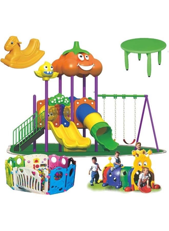 Rainbow Toys Outdoor Play Sets & Playground Equipment Games All In One Slide for kids and Swings for kids toys - Image 1