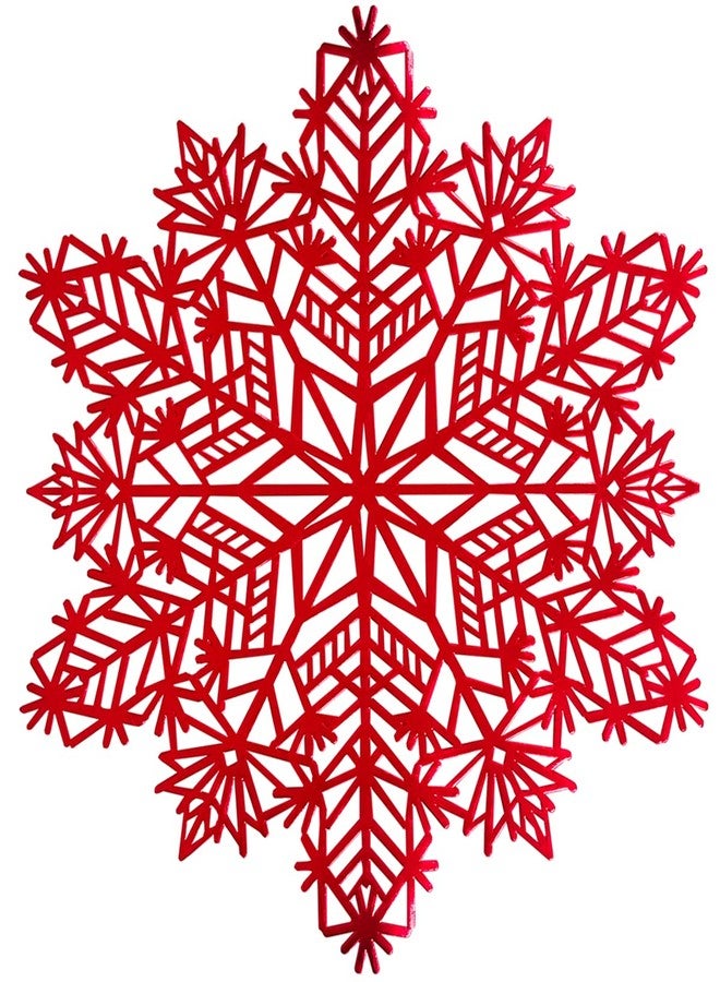timecity Snowflake Placemats Set of 6 Christmas Decorations Red Snowflake Tablemats Round Vinyl Place Mats Table Setting Kitchen Table Mats for Dining Table Holiday Wedding Decorative - Image 1