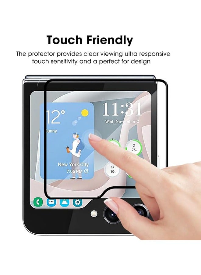 Screen Protector for Samsung Galaxy Z Flip 5 Front Tempered Glass Full Coverage Screen Guard 9H Hardness Anti Fingerprint Scratch Resistance for Samsung Galaxy Z Flip 5 - Image 4