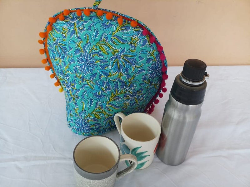 Malan Bai Mandala Tea Cozy Cover White Hand Block Winter Tea Cozy Cotton Tea Kettle Warmer Pot Cover Hot Coffee Cover Handamde Kitchen Décor Brand: Malan Bai (Pattern 20) - Image 4