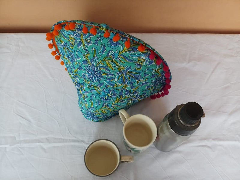 Malan Bai Mandala Tea Cozy Cover White Hand Block Winter Tea Cozy Cotton Tea Kettle Warmer Pot Cover Hot Coffee Cover Handamde Kitchen Décor Brand: Malan Bai (Pattern 20) - Image 2