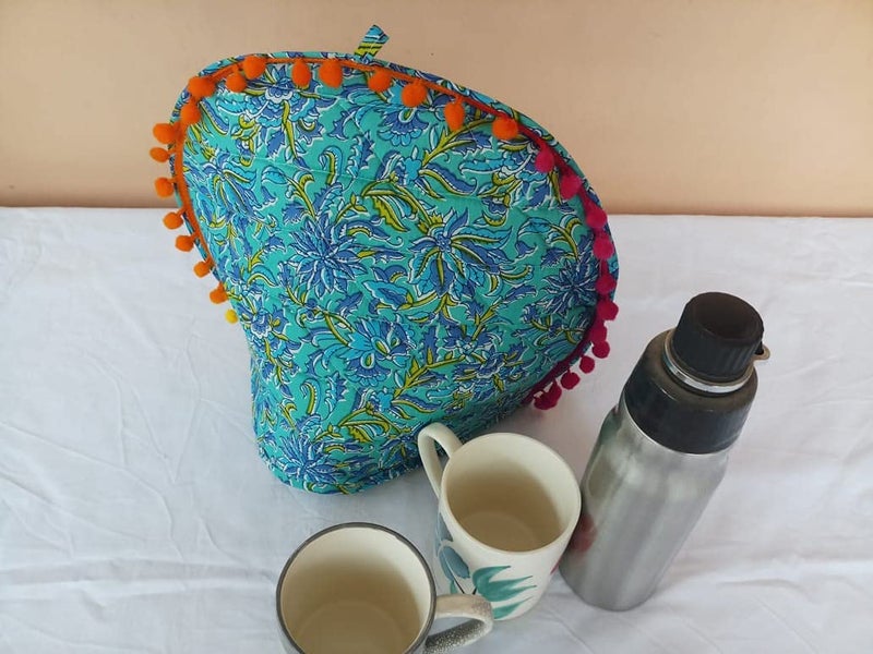 Malan Bai Mandala Tea Cozy Cover White Hand Block Winter Tea Cozy Cotton Tea Kettle Warmer Pot Cover Hot Coffee Cover Handamde Kitchen Décor Brand: Malan Bai (Pattern 20) - Image 5