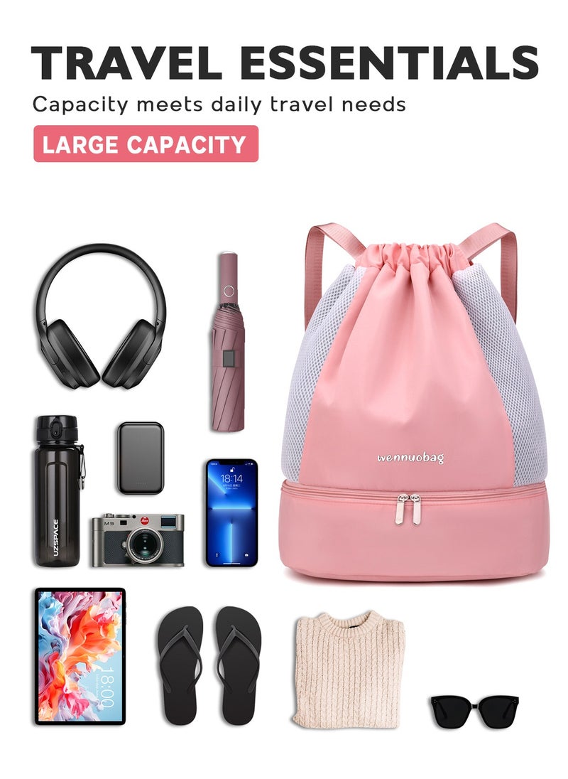 URbazaar - Sports Drawstring Backpack - String Swim Gym Bag with Shoes Compartment and Wet Proof Pocket for Women&Men - Image 1
