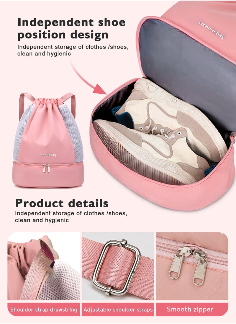 URbazaar - Sports Drawstring Backpack - String Swim Gym Bag with Shoes Compartment and Wet Proof Pocket for Women&Men - Image 1