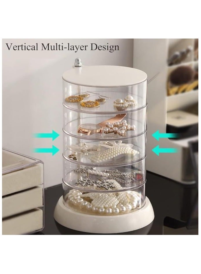 Clear Rotable Box,5-Layer Jewelry Storage Box With Lid, Easy Classify Storage by Layer Box for Hair Accessories  Beauty Supplies Earrings Necklaces Bracelets  - Image 3