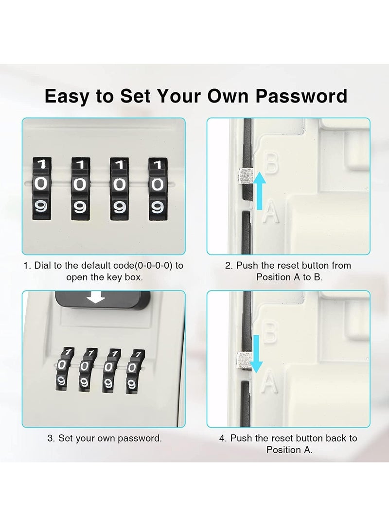 SOLARAE Key Lock Box for Outside, Lock Box for House Keys, Key Lockbox for Key Storage Outdoor, 4 Digit Combination Lock Box for Realtors Garage Spare Keys - Image 3