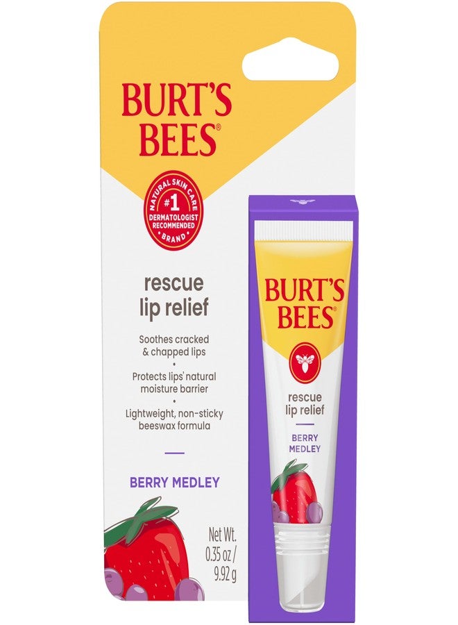 Burt's Bees Rescue Lip Relief, Berry Medley, Hydrating Lip Balm for Dry Cracked Lips, with Responsbily Sourced Beeswax and Shea Butter, 100% Natural Origin, 1 Squeezy Tube, 0.35oz - Image 1